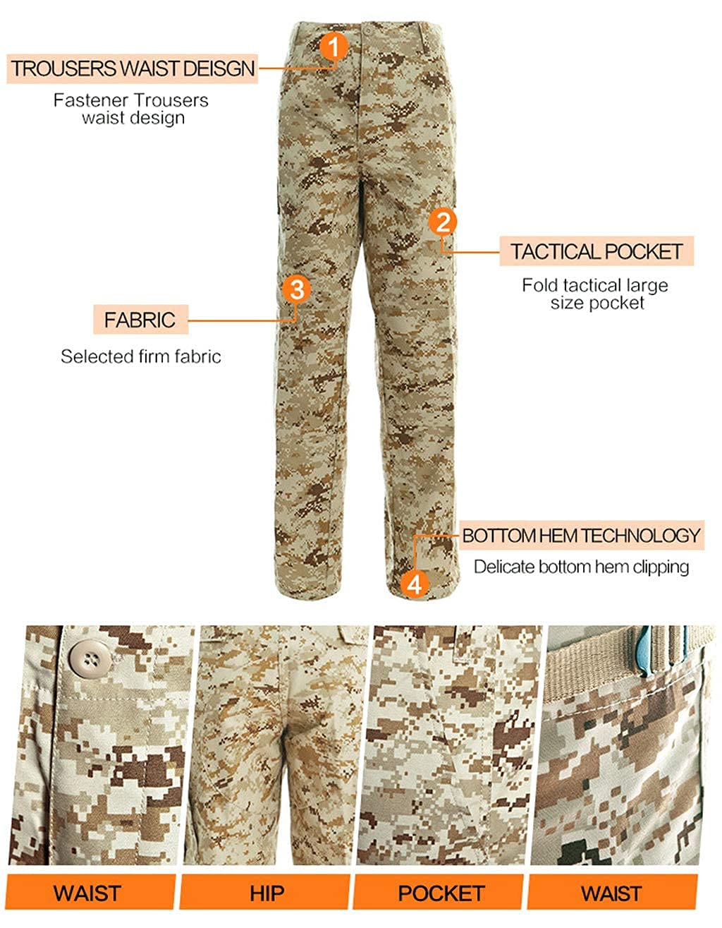 LANBAOSI Men's Tactical Hunting Uniform Combat Suit Shirt Jacket Coat and Pants Set