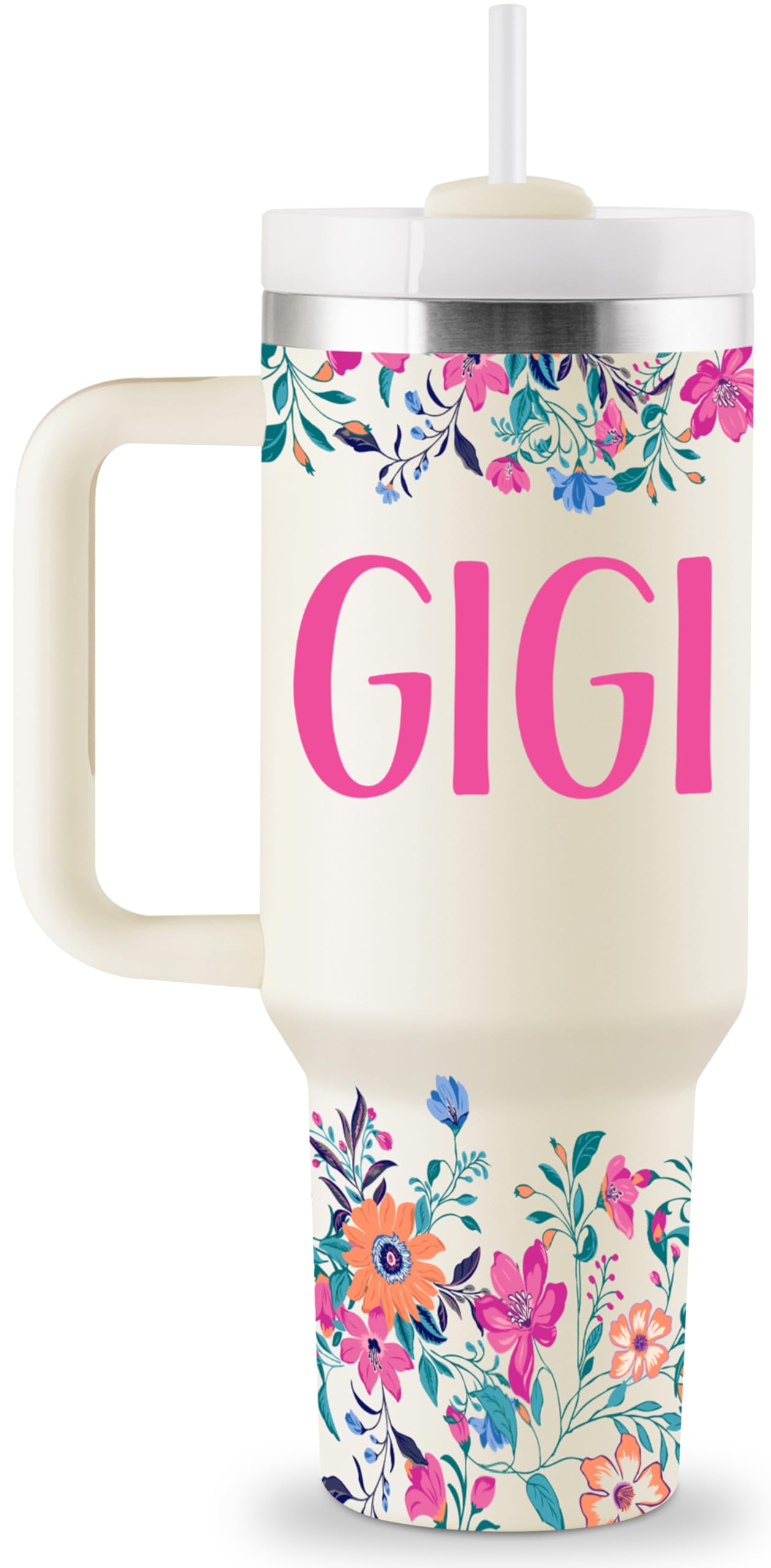 ROSTANTEN Gigi Gifts for Grandma Birthday Gifts for Gigi from Granddaughter Grandchildren Grandkids Grandma Mothers Day Christmas Gift 40oz Travel Cup Insulated Tumbler with Lid & Straw
