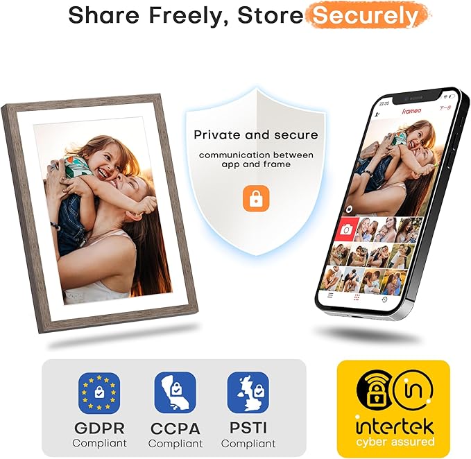 Frameo 10.1 Inch Digital Picture Frame, Digital Photo Frame WiFi, 32GB Memory, Electric Slideshow Frame, 1280 * 800 HD Touch Screen, Wall Mountable, Share Instantly, Mom Gifts, Greige