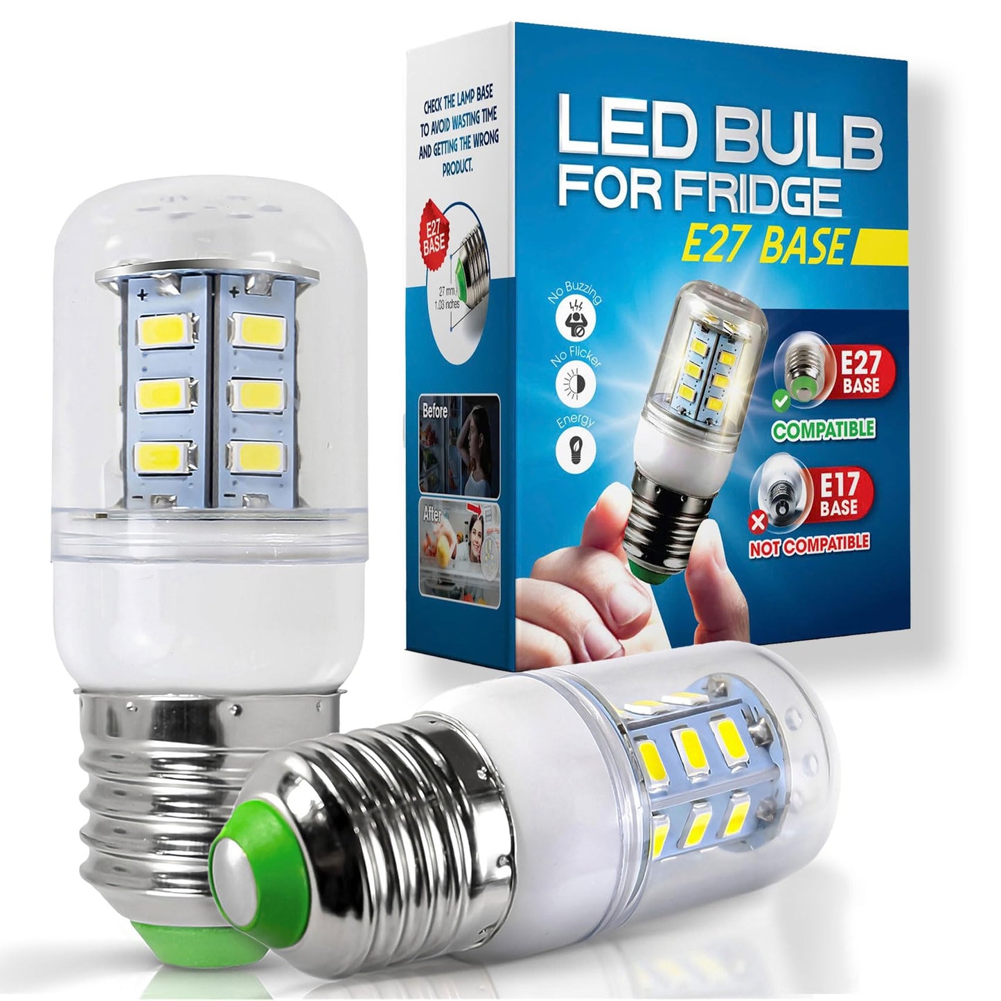 TL HONGPHUC for Frigidaire Light Bulb Replacement KEI D34L 5304511738 Refrigerator LED Bulb AC100-265V 3.5W for Kenmore KEL 3418L, E27 Large Base 3" Height, NOT for E17 or E12 Base (2PCS)