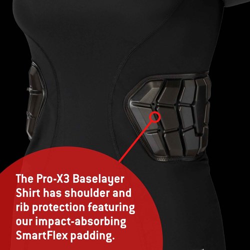 G-Form Women's Pro-X3 Short Sleeve Shirt - Padded Compression Shirt for MTB - Bike Undershirt with Shoulder & Rib Protection- Bike Undershirt with Shoulder & Rib Protection - Black, Adult Small