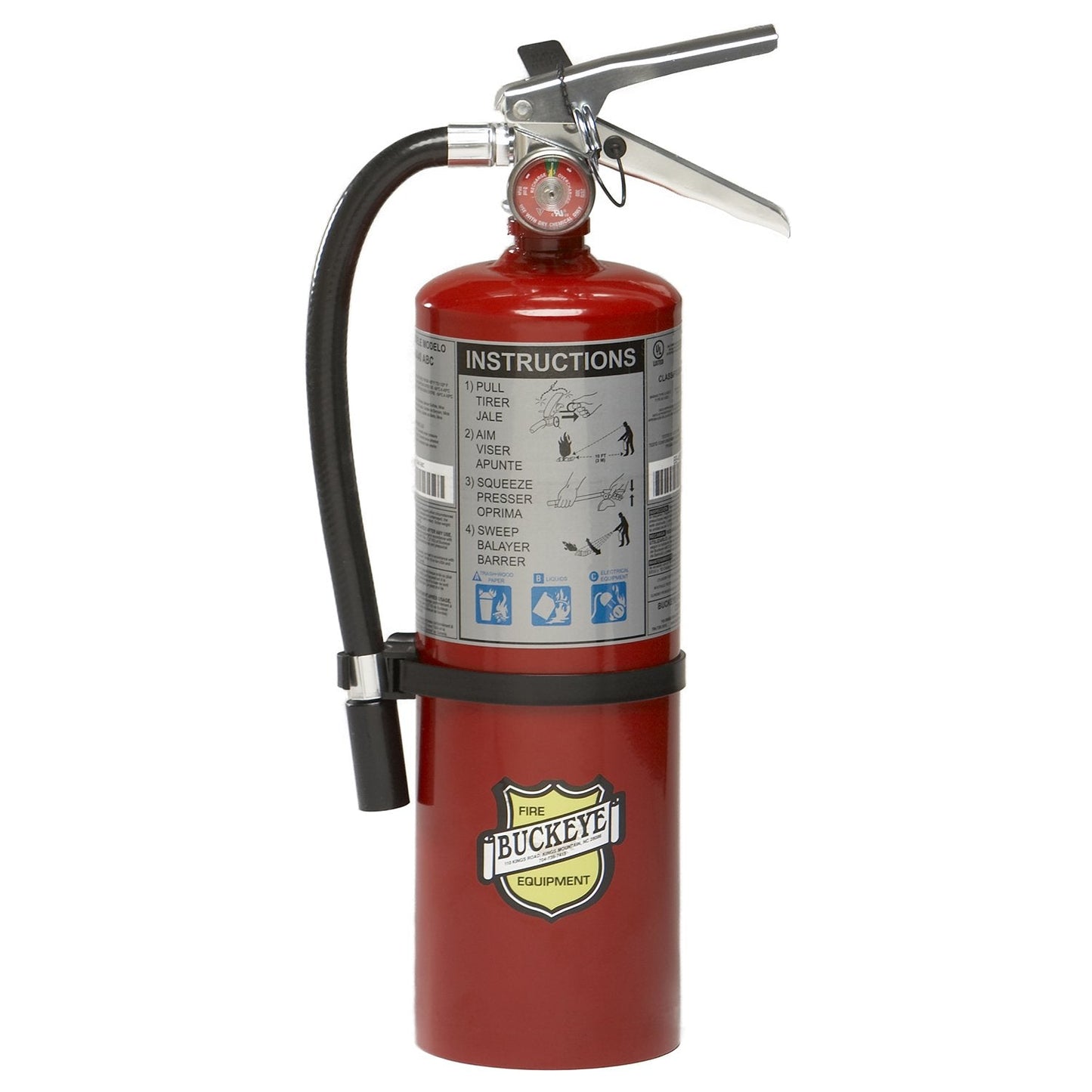 4-Pack Buckeye 10914 ABC Multipurpose Dry Chemical Hand Held Fire Extinguisher with Aluminum Valve and Wall Hook