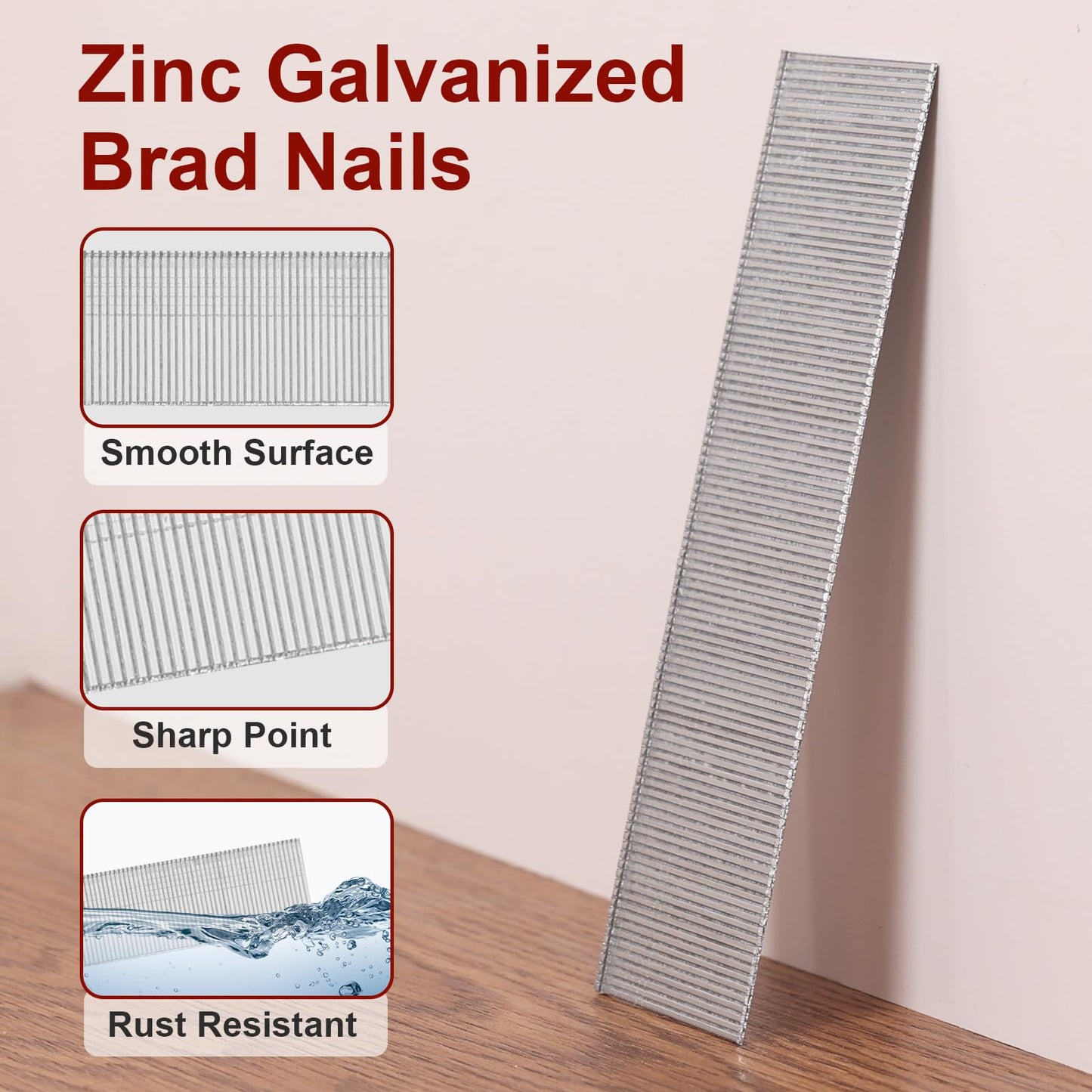 DEWBIN 18 Gauge Brad Nails, 1000 Counts 1-1/4-inch 18 GA Brad Nails, Galvanized Nails for Nail Gun, Finishing Nail Gun Nails for Pneumatic, Electric Brad Nailer Gun