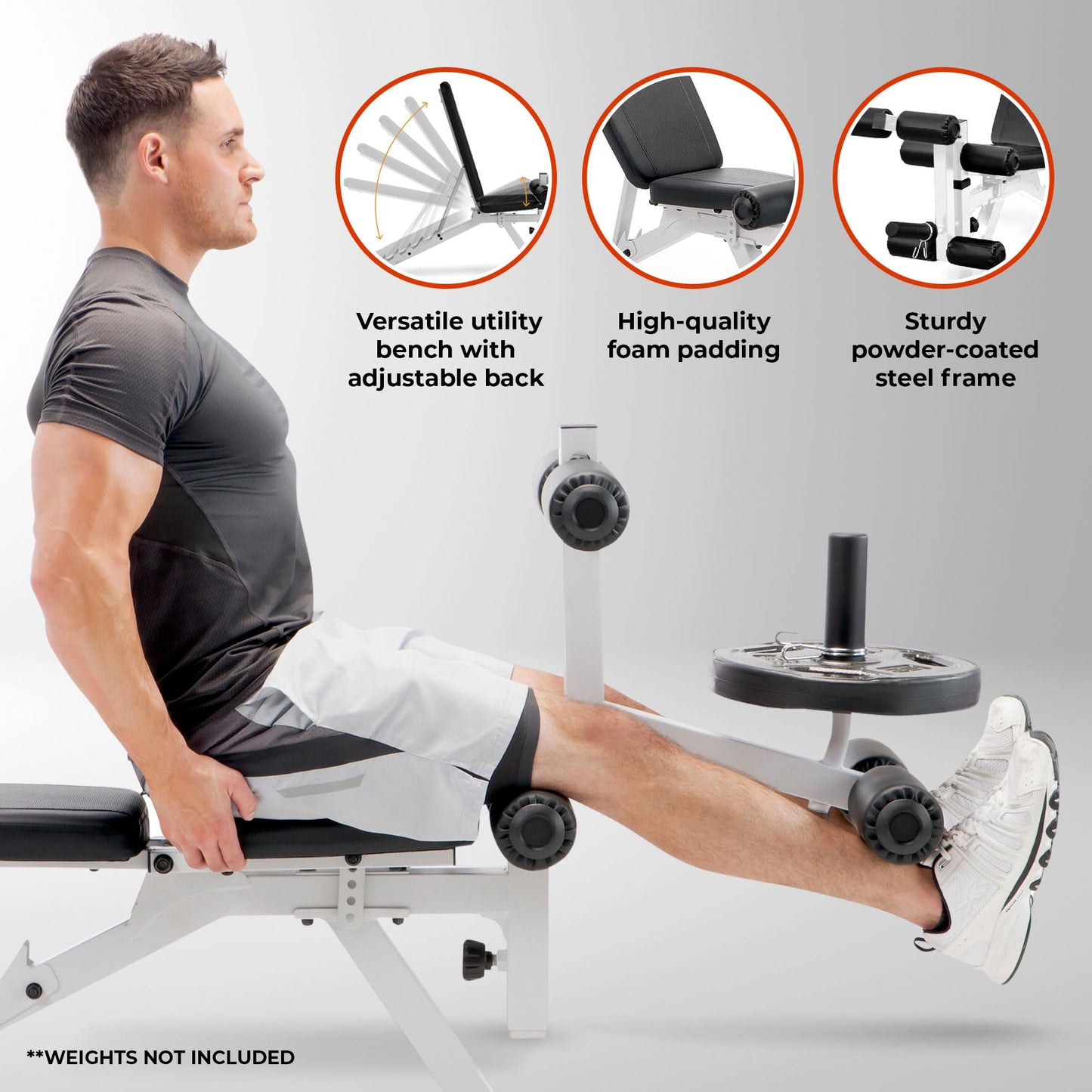 Marcy Foldable Full-Body Workout Bench with Adjustable 6-Position Backrest & Leg Extension - Compact Incline Decline Weight Bench Station for Home Gym Strength Training