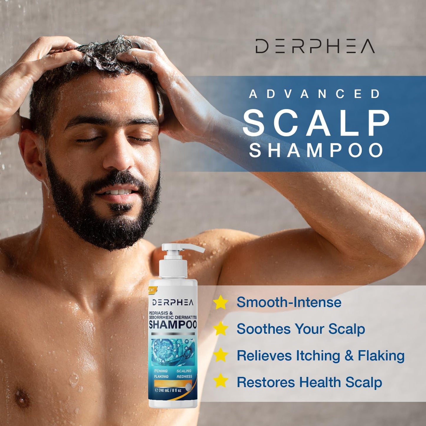 DERPHEA Psoriasis Shampoo: Seborrheic Dermatitis Shampoo, Folliculitis - for Eczema Dandruff Itchy Dry Scalp - Safe Ingredients