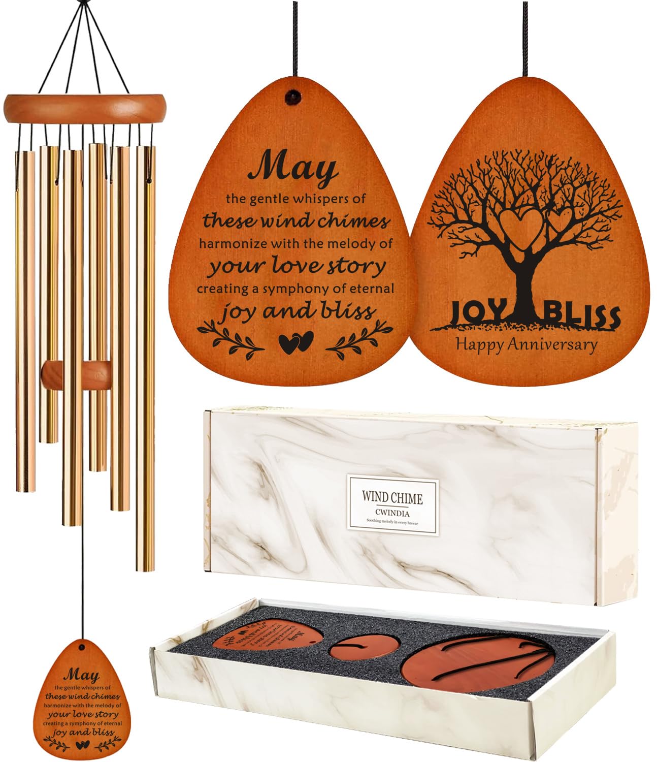35" Wind Chimes Anniversary Wedding Gifts for Couple, Unique Parents Wedding Anniversary Decorations, Personalized Cool Engagement Gifts
