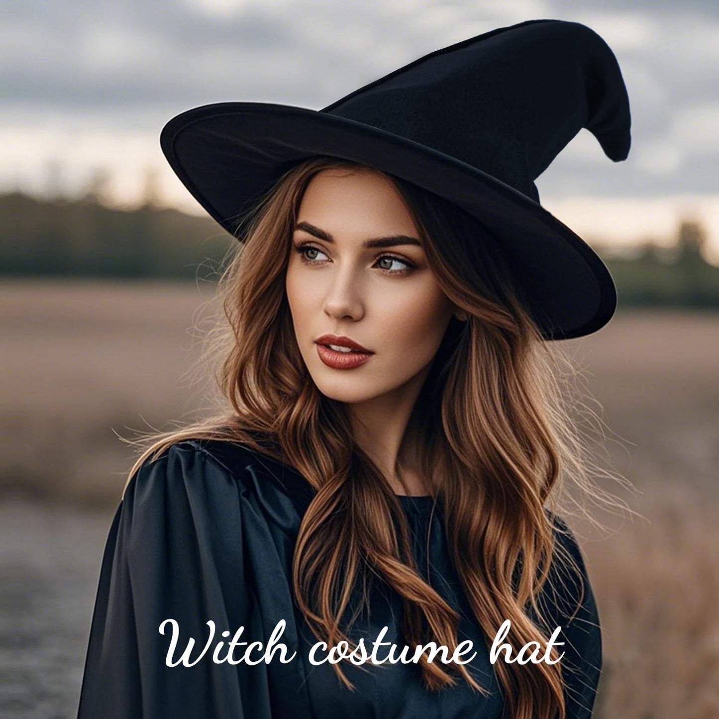 gagift world Witch Hat, 16IN Velvet Wizard Hat for Adults and Teens Novelty Cosplay Accessories for Halloween Costume Party Christmas Masquerade Carnivals
