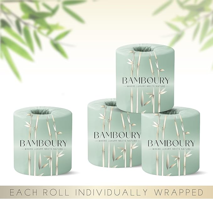 Bamboo Toilet Paper - Premium & Luxurious Eco Choice – FSC Certified, BPA Free, Biodegradable Packaging (12 Pack)