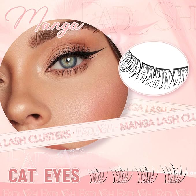 FADLASH Lash Clusters DIY Lash Extensions 10-16mm Eyelash Clusters Wispy Cluster Lashes Natural Look Individual Lashes Thin Band Cluster Eyelash Extensions Volume (SCH)