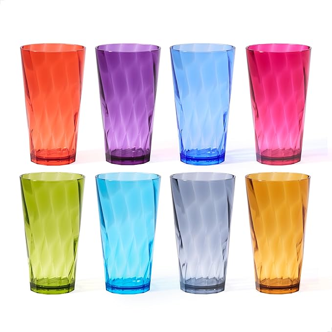 Betta 20oz Swirl Tumbler - Gemstone Set, 8 Count, Acrylic Drinking Glasses, BPA-Free, Shatterproof and Top Rack Dishwasher...
