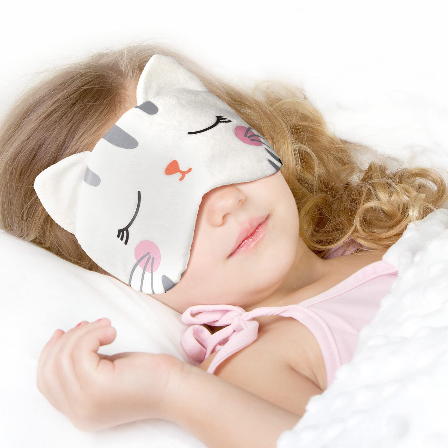 Haysandy Cute Eye Mask for Sleeping 3 Pieces Cartoon Dog Face Eye Cover Funny Animal Cat Sleeping Mask Soft Lightweight Night Sleep Kitty Blindfolds for Women Men Kids(Cat)