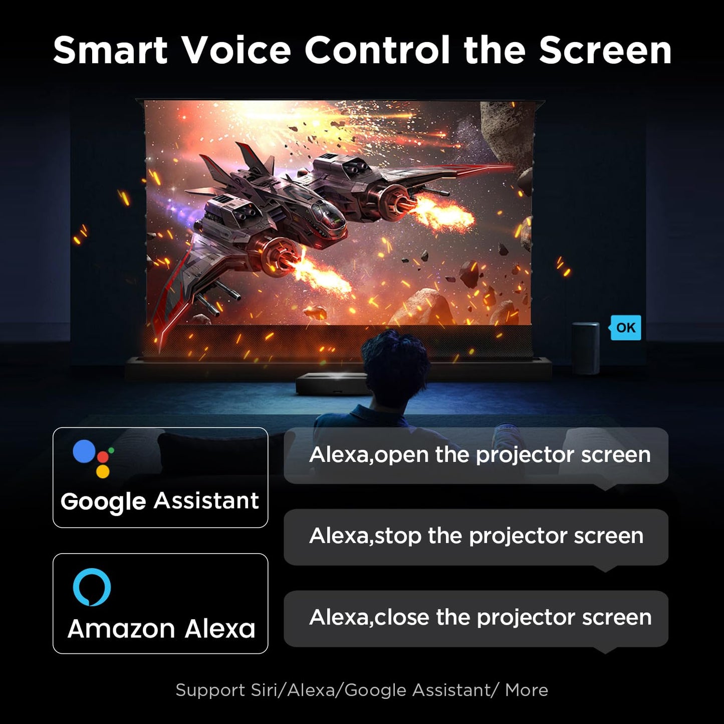 NothingProjector Motorized ALR Screen for Ultra Short Throw Projector, 95% Ambient Light Rejecting, 120 inch, Floor Rising, 4K/8K UHD, Active 3D, Anti Daylight, Electric Retractable Automatic NothPJ
