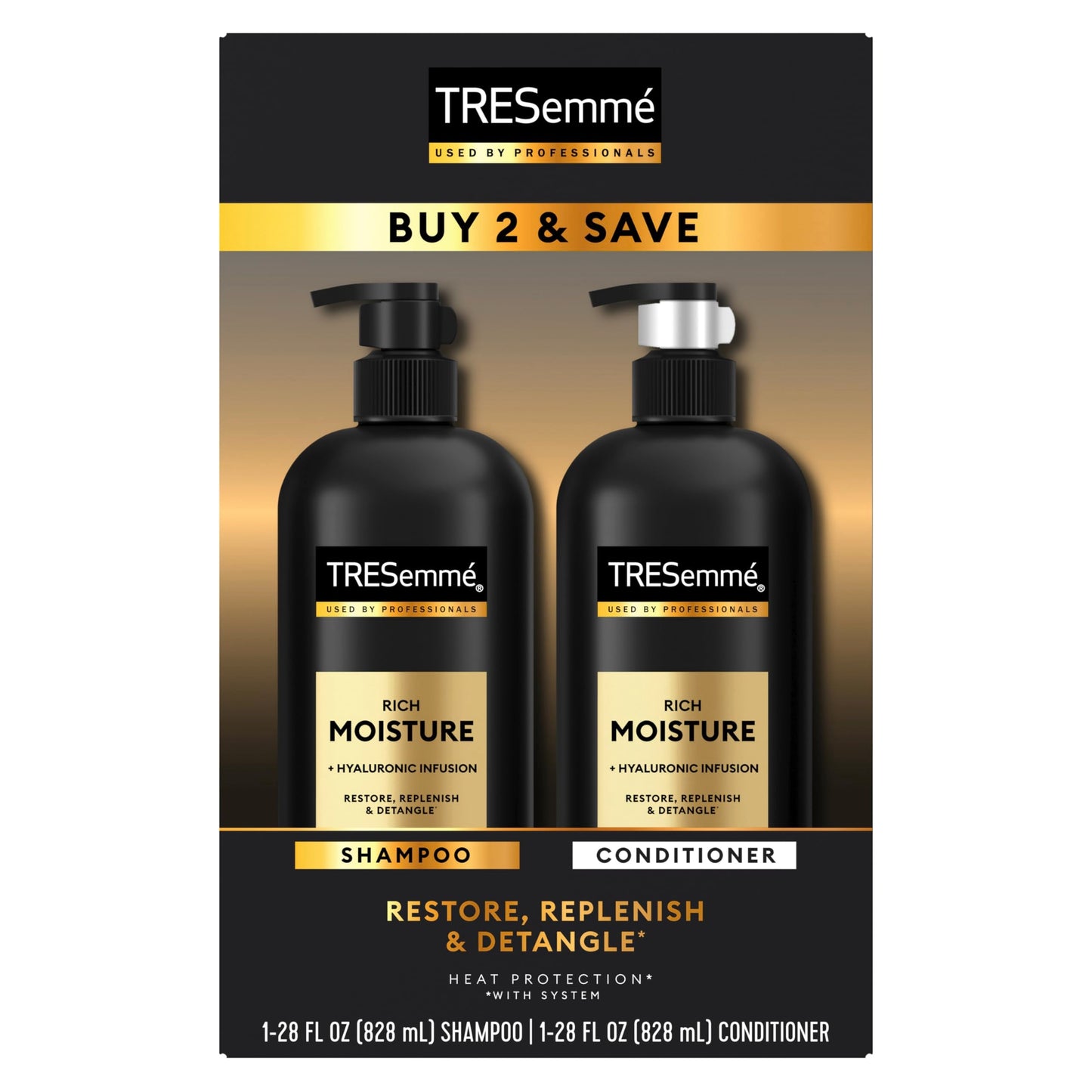 TRESemm   Rich Moisture Shampoo and Conditioner 2 Count Rich Moisture for Dry Hair Formulated With Vitamin E and Biotin 28 oz