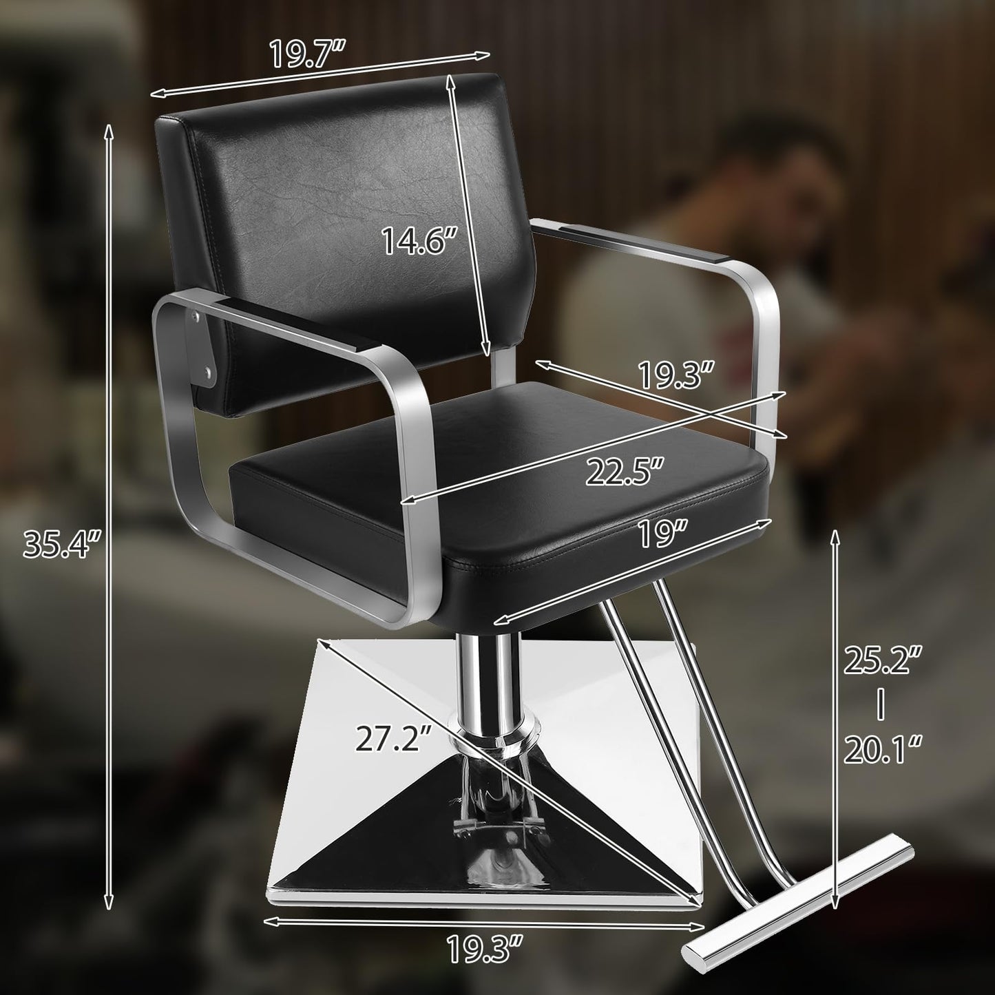 WINEDYOUNG Salon Chairs for Hair Stylist Chair Hydraulic Pump Hair Salon Chair 360 Degree Rotating Barber Chair, Spa Beauty Equipment for Hair Stylists, Tattoo Artists, Cosmetologists (Silvery)