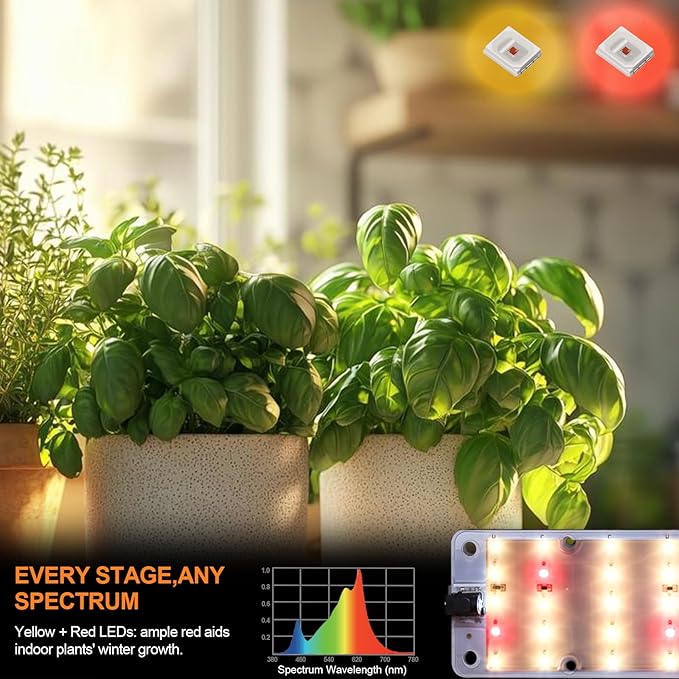 DOMMIA Grow Lights, 40W Linkable Grow Lights for Indoor Plants Full Spectrum, 6/12/16h Timer, Dimmable Ultra-Thin Plant Lights for Indoor Growing, Warm White, 2-Set