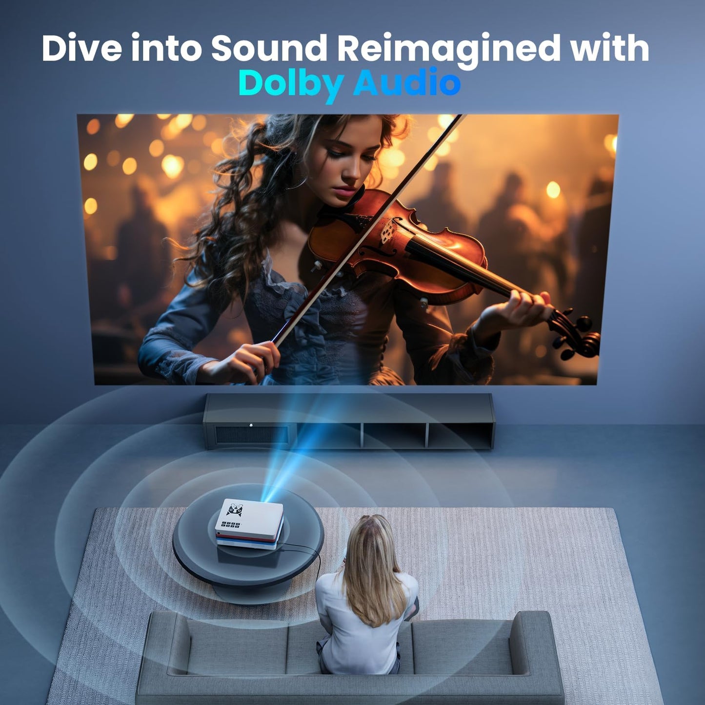 [Compatible with Netflix, 2000 ANSI] Smart Projector with WiFi 6 and Bluetooth 5.3, Electric Focus Auto Keystone, Native 1080P Outdoor Movie Projector with PrimeVideo/YouTube, for HDMI/USB/iOS/Android