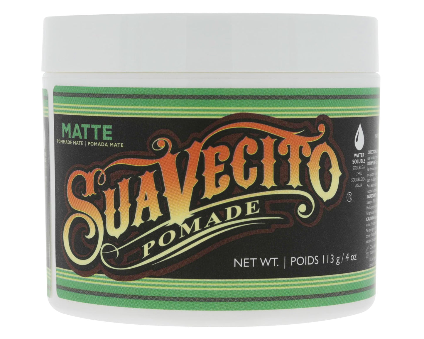 Suavecito Pomade Matte (No Shine) Formula 4 oz, 1 Pack - Medium Hold Hair Pomade For Men - Matte Hair Paste For Natural Texture