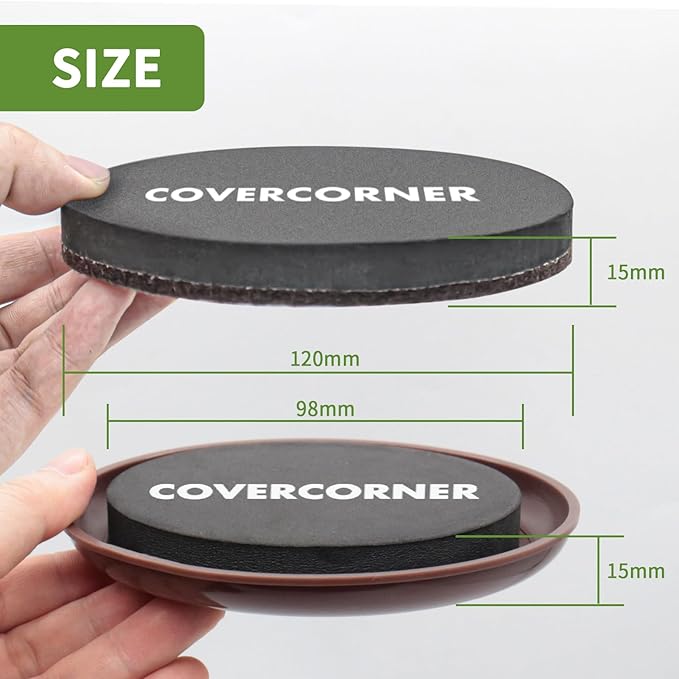 COVERCORNER Furniture Sliders for Hardwood Floors, Furniture Sliders for Carpeted Floors, 8 PCS 4 3/4 inch Combo Pack, Sliders for Moving Furniture, Furniture Movers Sliders-Brown