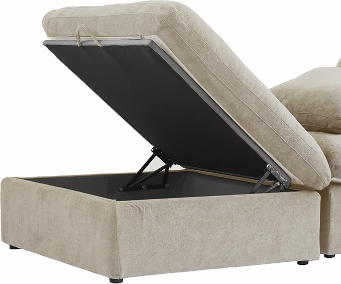 Cloud Couch Modular Sectional Sofa with Storage Ottomans,Oversized Down Filled 8 Seater Convertible Sectional Sofas, Khkai Wide Deep Seat Couch for Living Room,Covers Washable&Replaceable