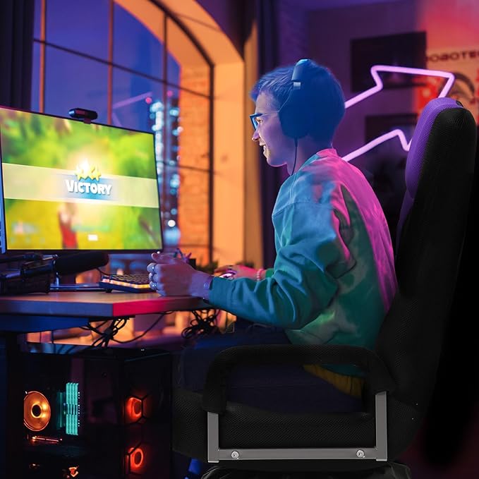 ACIPENSER Swivel Gaming Chair Multipurpose 2PACK Floor Gaming Chair for Playing Video Games, TV, Reading w/Armrest Lumbar Support & 6 Adjustable Postion Backrest for Adults & Kids,Purple
