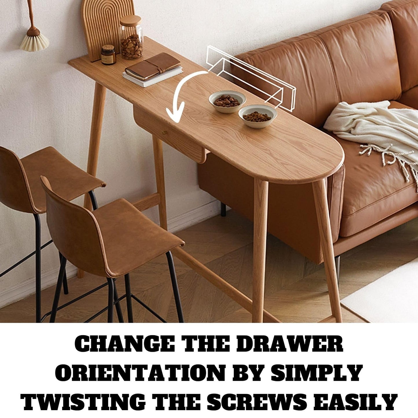 Vadisun Console Table - Mid-Century Modern Oak Wood | Multi-Use Indoor Furniture | Easy Assembly | 53.1"x 19.7"x 41.5"