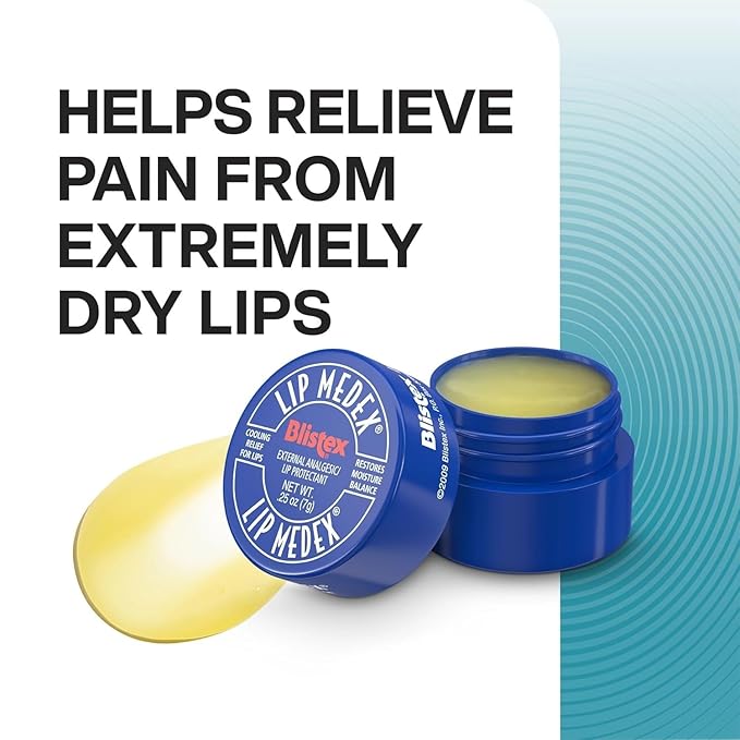 Blistex Lip Medex, 0.25 Ounce, 3 Count, Medicated Relief with Immediate Cooling, Soothes and Protects, Advanced Hydration, Restores Healthy Moisture Balance to Lips, 1 Pack