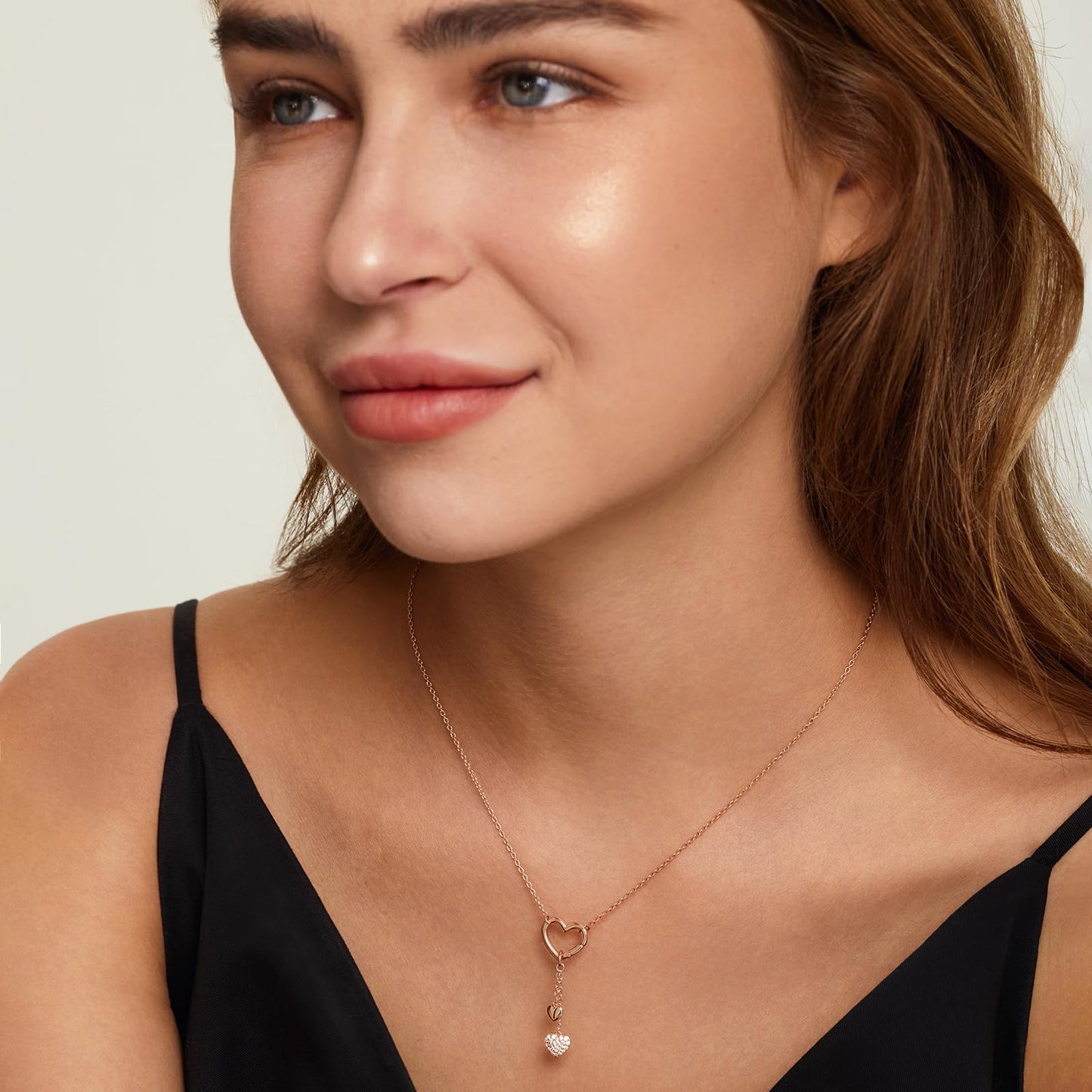 VCGCL Heart Fringe Necklaces for Women,S925 Sterling Silver Necklace,Rose Gold Plated,Wedding Anniversary, Birthday Gifts for Her,Wife,Girlfriend,Mom,Mother,Charm Necklace,Jewelry