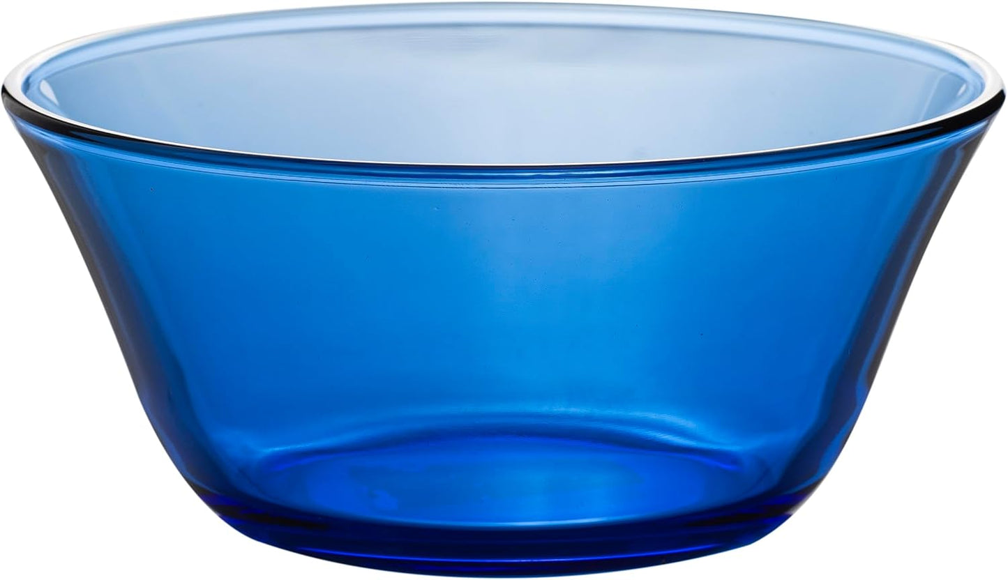 STP GOODS Glass Soup and Salad Bowl with Handles, Cobalt Transparent Glass Eating Plates, Circular Dinnerware for Salad, Bread, Dinner (Blue 2 pcs)