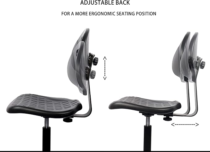 CHAIR MASTER -Heavy Duty Ergonomic Drafting Stool Black-EASY TO CLEAN-Largest (20") Adj. Footring and Base (26") in the market. Seat Ht Range (23"-33"). for Home, Auto, Lab, Cleanroom-Standard Casters