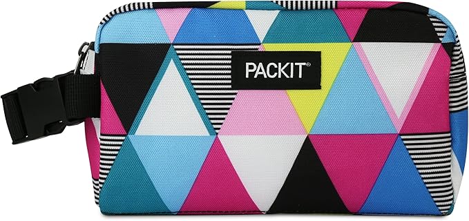 PackIt Freezable Snack Box, Triangle Stripes, Built with ECOFREEZE Technology, Collapsible, Reusable, Zip Closure with Buc...