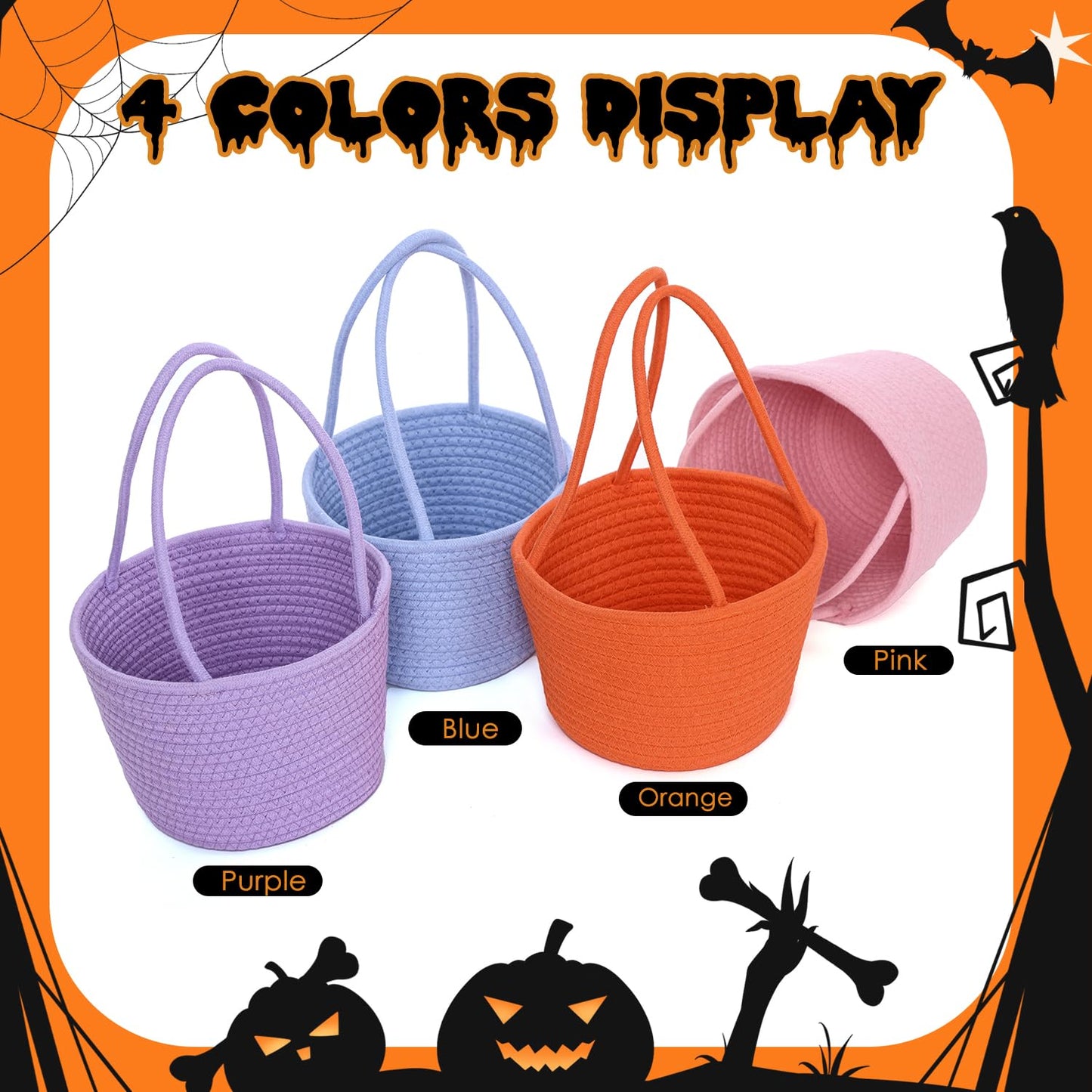 Personalized Halloween Basket Custom Embroidered Name Halloween Trick or Treat Bag for Kids Custom Ghost Bucket