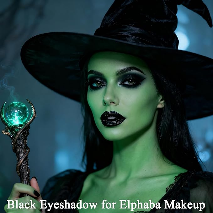 MEICOLY 9 Colors Glitter Eyeshadow Palette for Halloween Elphaba Makeup,Upgraded Black Smokey Gray Silver Eyeshadow,Shimmer Matte Eye Shadow Eye Makeup with Mirror sombras negra para ojos para de ojos