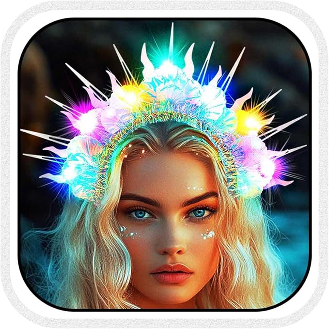 Bessney Light Up Headband Glowing Mermaid Headbands LED Rave Festival Hair Accessories for Women