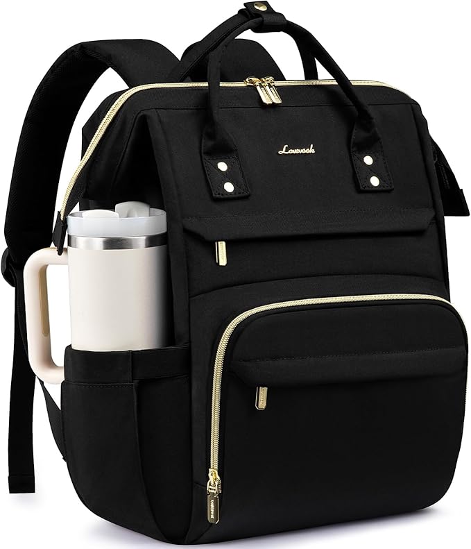 LOVEVOOK Laptop Backpack for Women with Giant Tumbler Holder Pocket,15.6 inch Waterproof Travel Backpack Purse Computer La...