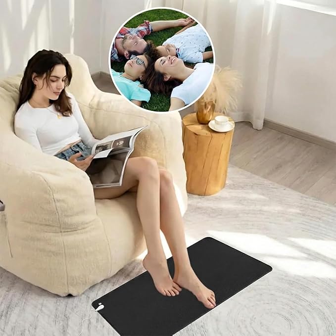 WONMAOUL Grounding Mat Kit for Healthy Grounding Energy, Grounding Pad for Sleep with Grounding Wristband & 15ft Grounding Cord, for Improve Sleep