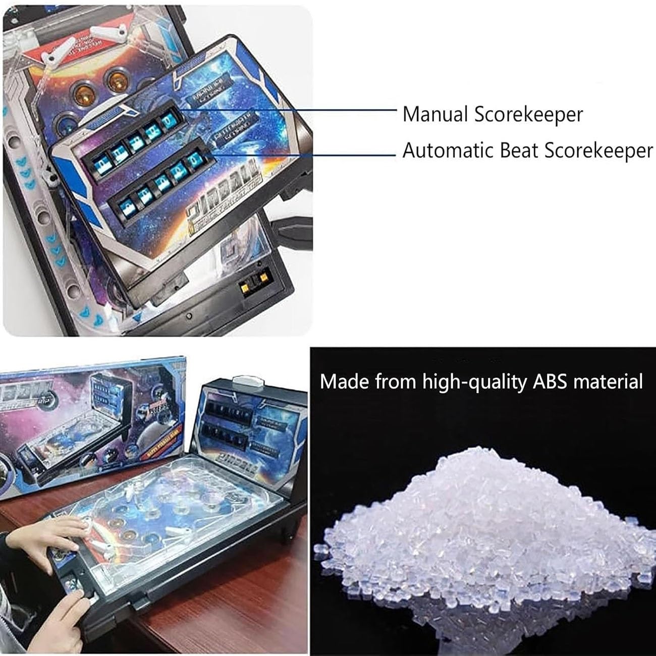 HUHUSHENGWEI Pinball Machine Tabletop, Portable Pinball Machines for 4+ Year Old Boys and Girls, Electronic Pinball Game Toys with Light and Sound Effects, Digital-Counter, Birthday Party Gift