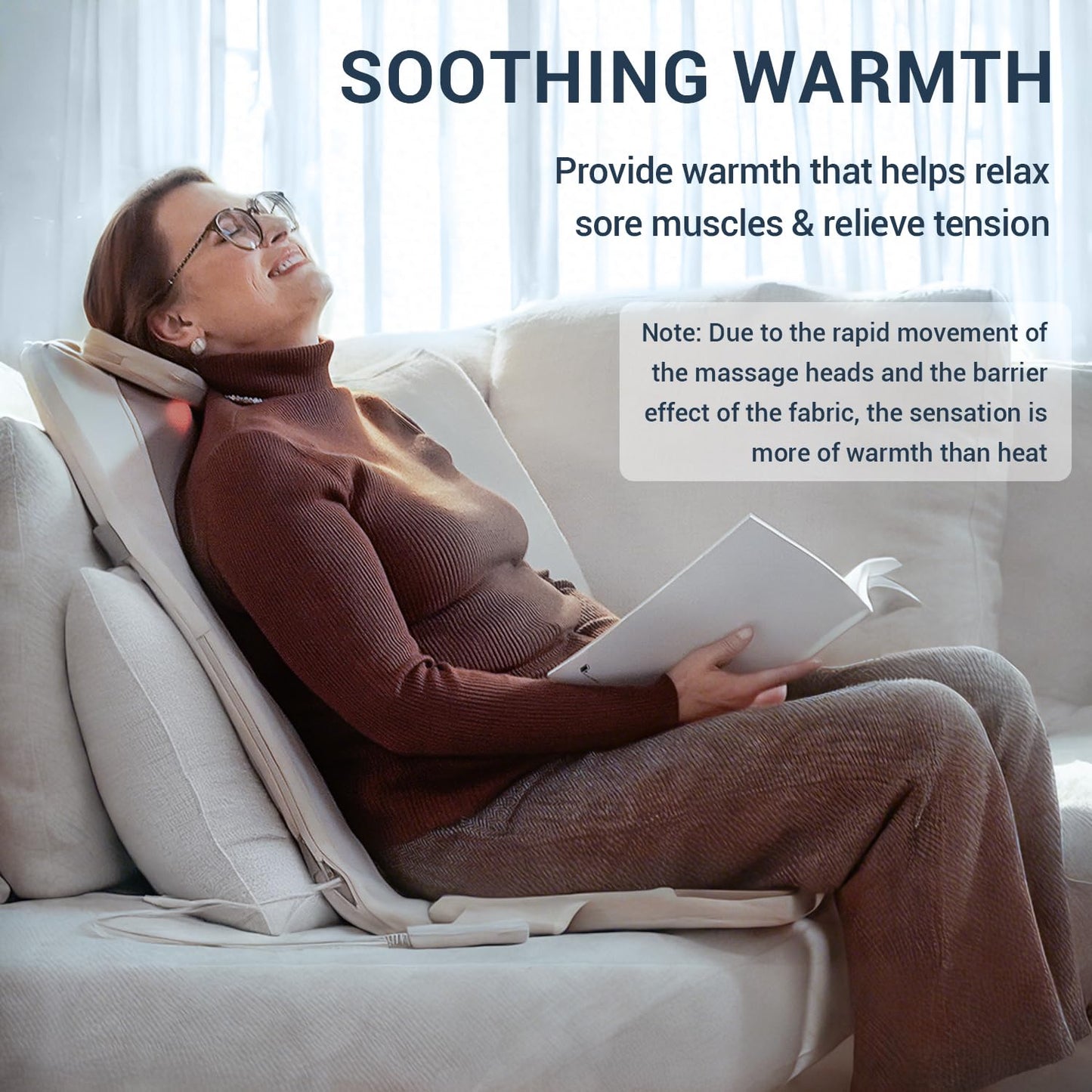 Mynt FSA Eligible HSA Approved Back Massager for Chair, Foldable Back Massager with Soothing Heat, Flexible Massage Chair Pad with Soft S-Curve Longer Track, Portable Rolling & Spot Chair Massager