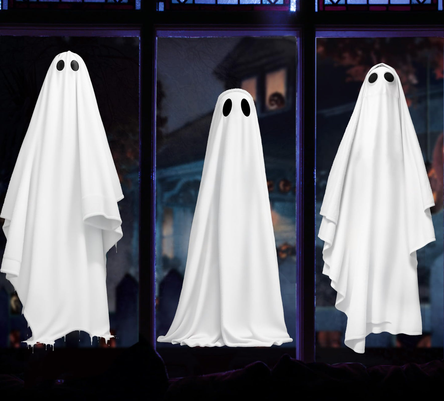 Extra Large Halloween Window Clings Ghosts Silhouette Window Decorations for Glass Windows, Halloween Window Stickers Decals for School Home Office Party Supplies