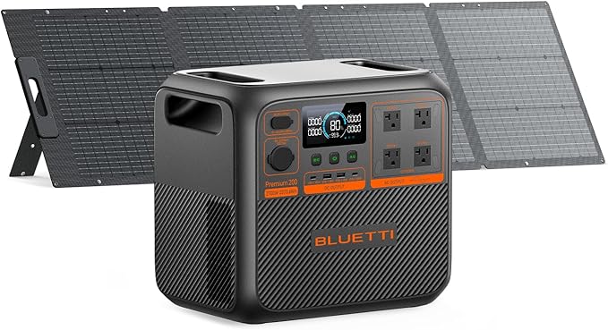 BLUETTI Solar Generator Premium 200 V2 (2025 New) with 200W Solar Panel Included, 2073.6Wh Portable Power Station w/ 2 270...