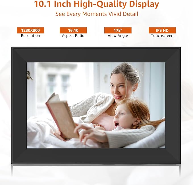 FRAMEO Digital Picture Frame WiFi 10.1 inch Digital Photo Frame Auto-Rotate & Slideshow Electronic Picture Frame HD IPS Touch Screen,Great, Easy to Set up and use Share Photos/Videos Best Gift