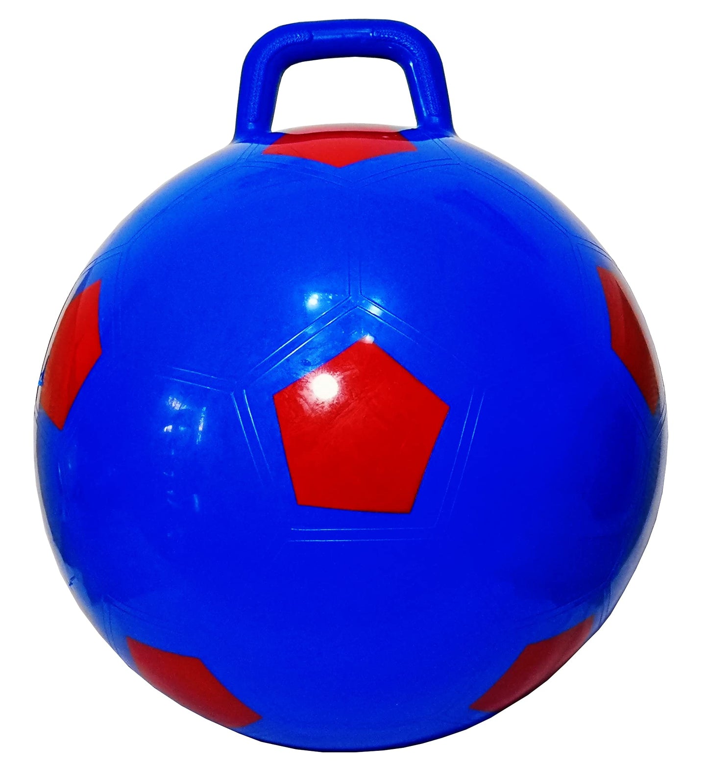 AppleRound Space Hopper Ball with Pump in Soccer Style, 18in / 45cm Diameter for Ages 3-7, Kangaroo Bouncer, Hoppity Hippity Hopball, Sit-on Bouncy Ball with Handle (Blue)
