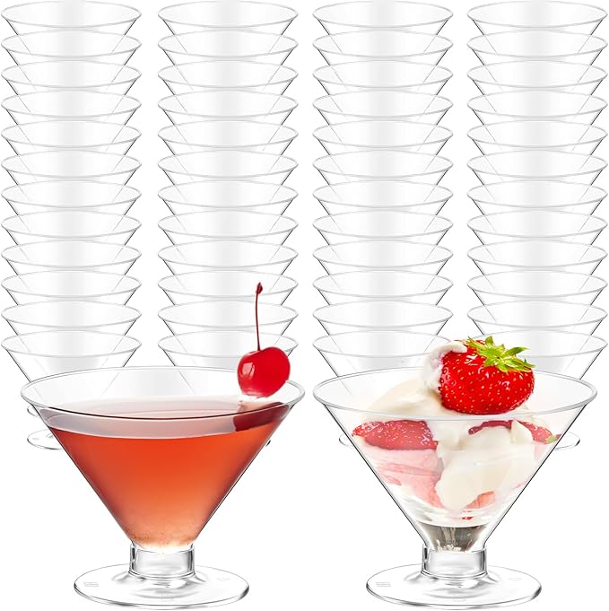 S8686S 50 PCS Disposable Martini Glasses for Parties 5oz,Plastic Martini Glasses Disposable,Martini Plastic Cups for Weddi...
