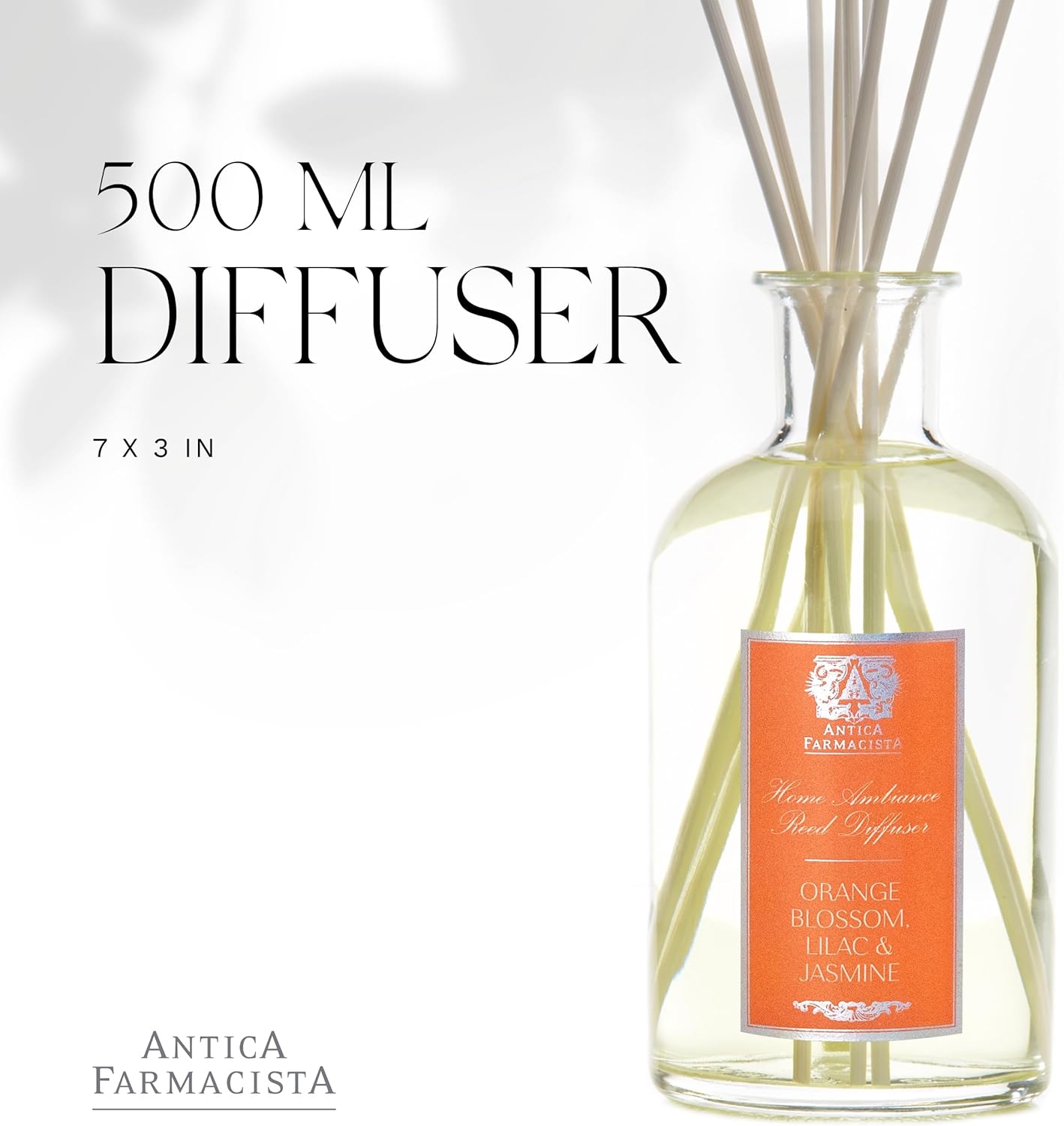 Antica Farmacista Home Ambiance Diffuser - Long-Lasting Reed Scent Diffuser - Luxury Room Freshener Gift - Orange Blossom, Lilac & Jasmine, 16.9 fl oz