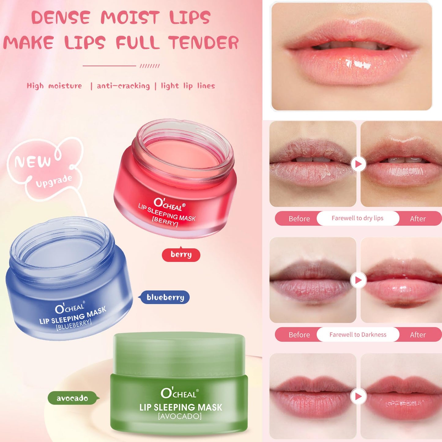 MEICOLY Avocado Lip Sleeping Mask - Overnight Hydrating Lip Mask, 0.7oz