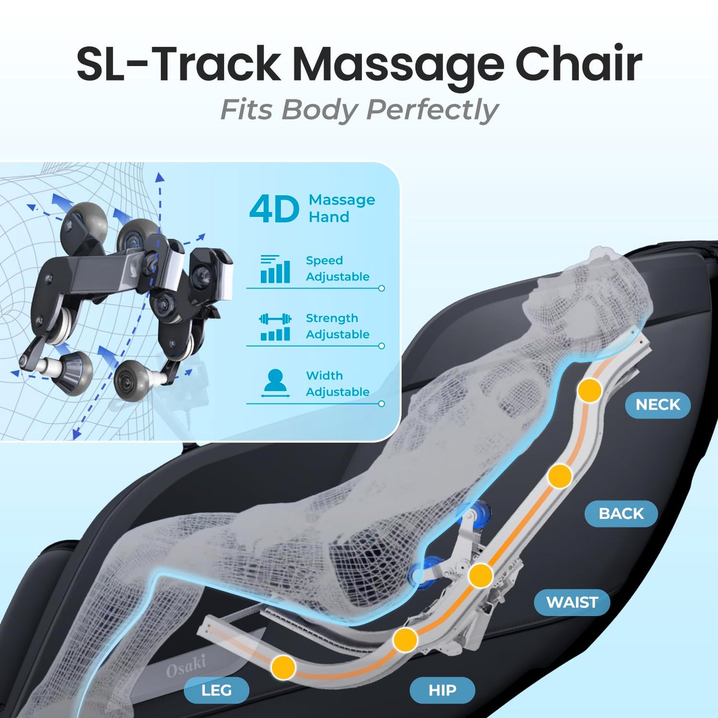 Osaki Vibe 4D l 4D Massage Mechanism l Automatic Body Scan l Deep Calf-Kneading l Space-Saving Technology l 3-Stage Zero Gravity l 32-Cell Full Body Air Massage (Black)