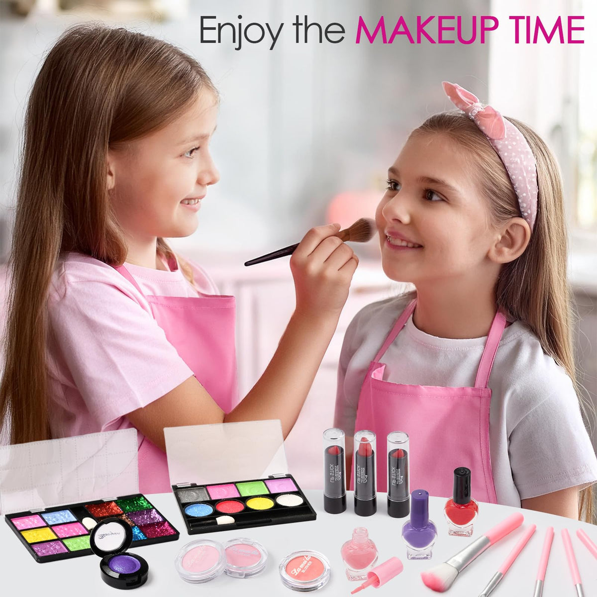 Golray Teen Makeup Kit for Girls Ages 8-12, Starter Full Make up Set With Train Case / 4 Eyeshadow Pallets/Blush/Nail Polish/Lip