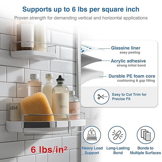 Double-Sided Removable Tape – 0.39" x 16.5 FT Heavy Duty PE Foam Mounting Tape with Adhesion Promoters – Wall-Safe Waterproof Damage-Free for Posters, Picture Hanging & Painted Walls