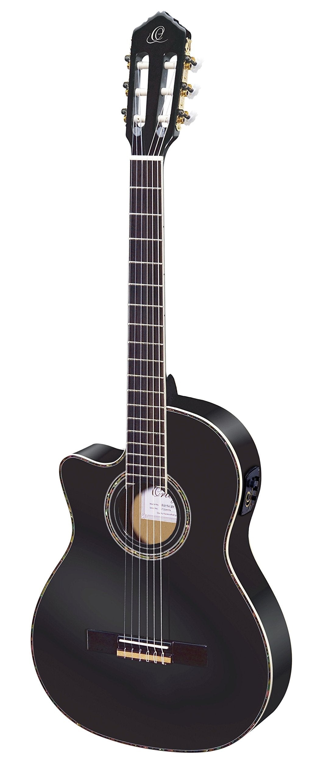 Ortega Guitars 6 String Family Series Pro Left-Handed Solid Top Thinline Acoustic-Electric Nylon Classical Guitar W/Bag, (Rce145