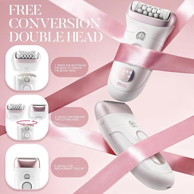 DSP 2 in 1 Women's Shaver - Electric Hair Removal Device with LED Display, IPX4 Waterproof, Fast Charging for Face/Legs/Arms
