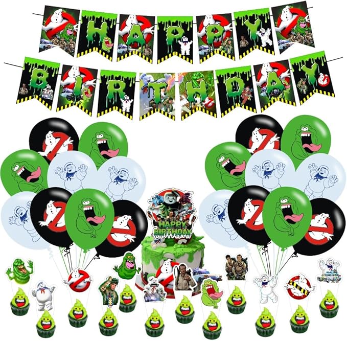 Ghost Birthday Decorations Include Happy Birthday Banner, Cake Topper and Cupcake Toppers, Balloons for Kids Party Supplies